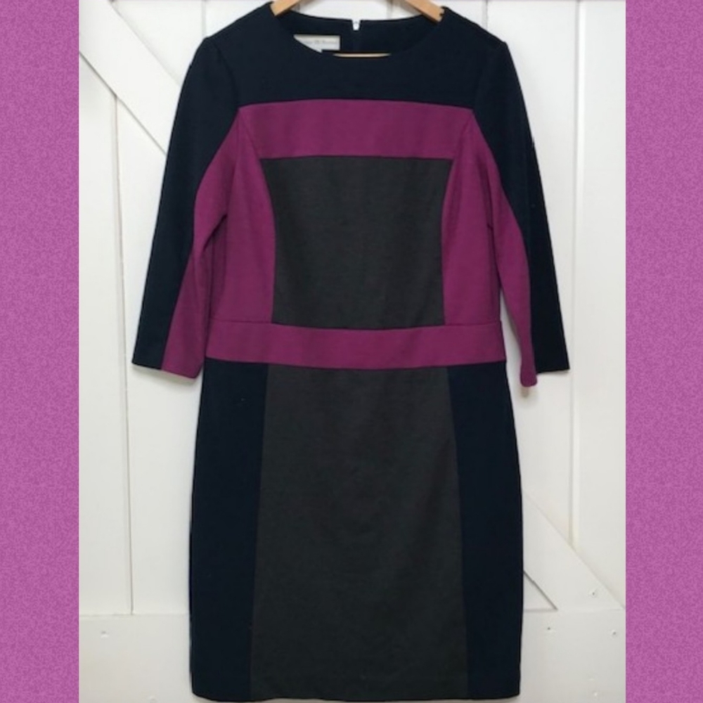 Morgan McFeeters Color Block 3/4 Sleeve Shift Dress size medium
